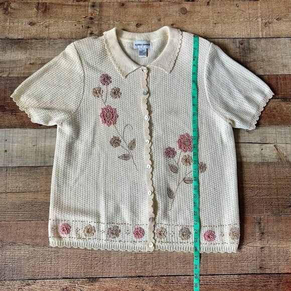 Vintage Alfred Dunner Floral Knit Cardigan Sweater L - Picture 3 of 8